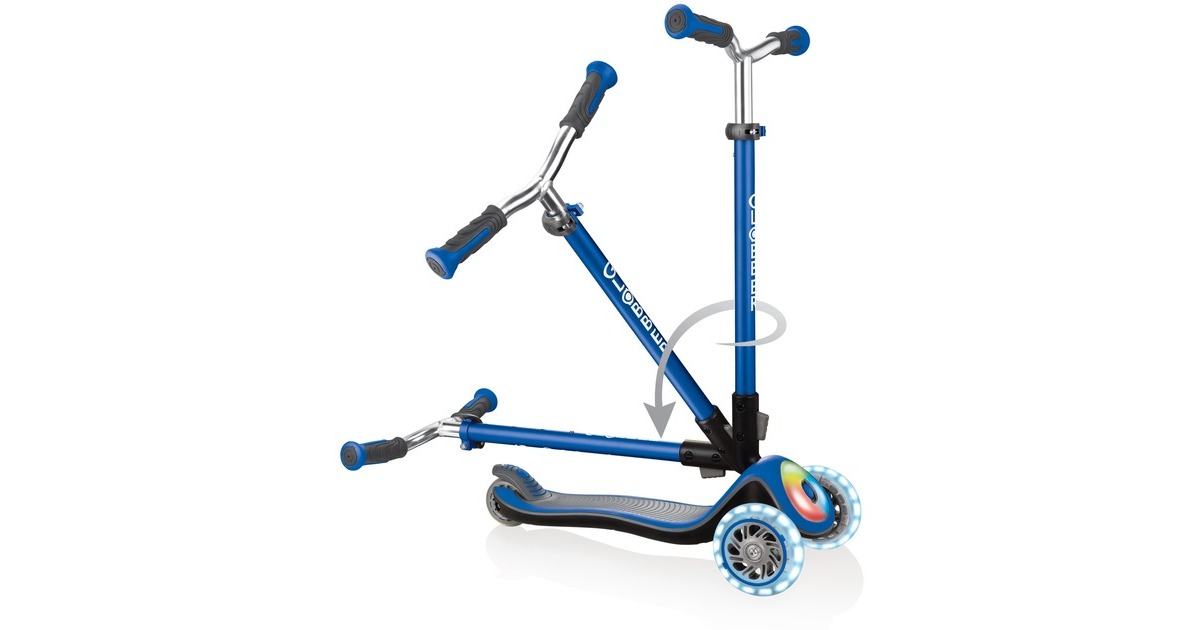 GLOBBER Elite Prime mit Leuchtrollen und Flashlight, Scooter(blau/schwarz)