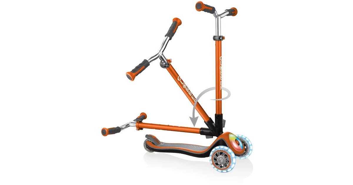 GLOBBER Elite Prime mit Leuchtrollen und Flashlight, Scooter(kupfer/schwarz)