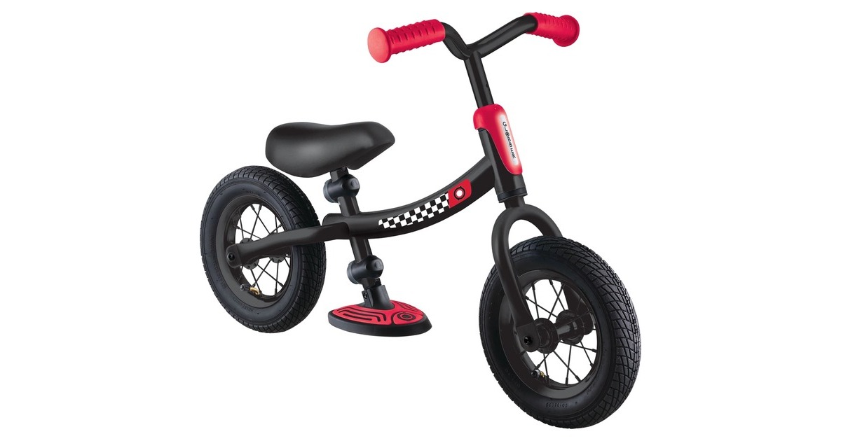 GLOBBER Go Bike Air, Laufrad(schwarz/rot, mit Luftreifen)
