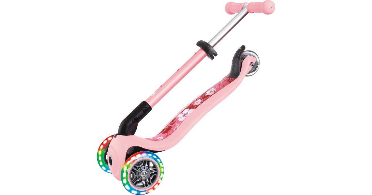 GLOBBER Junior Foldable Fantasy Lights, Scooter(rosa, pastellrosa-Flowers)