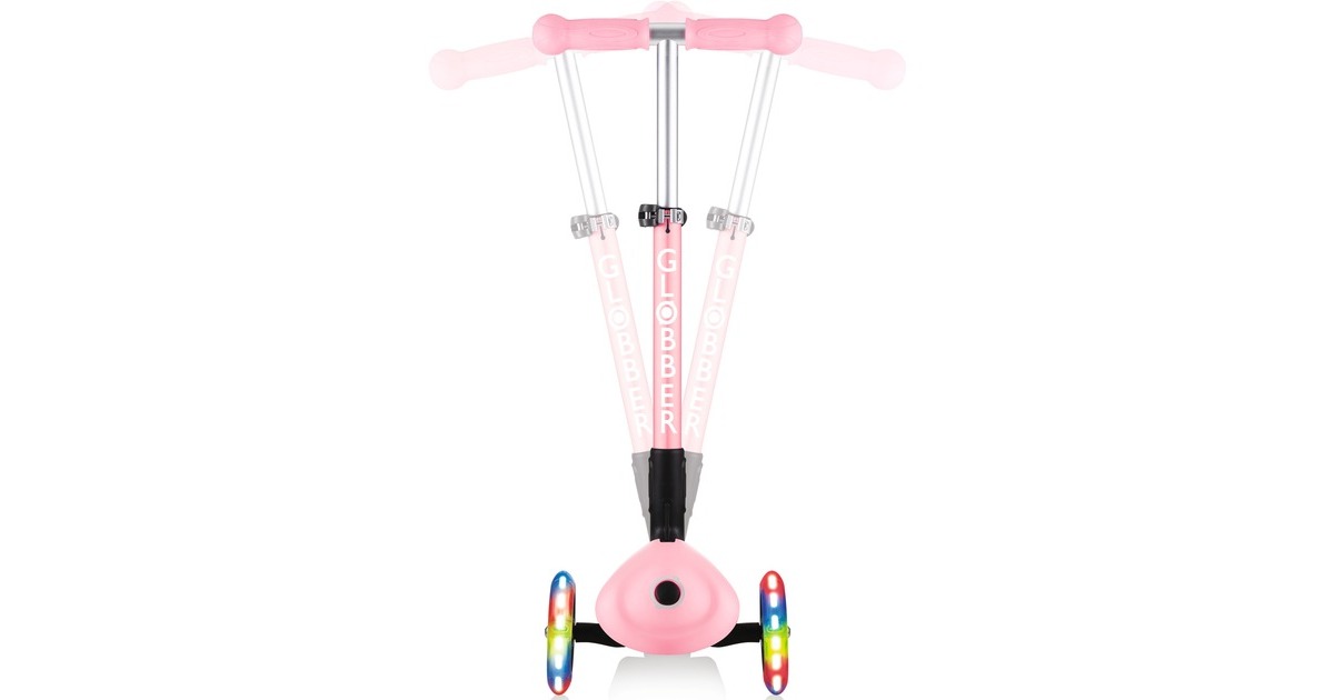 GLOBBER Junior Foldable Fantasy Lights, Scooter(rosa, pastellrosa-Flowers)