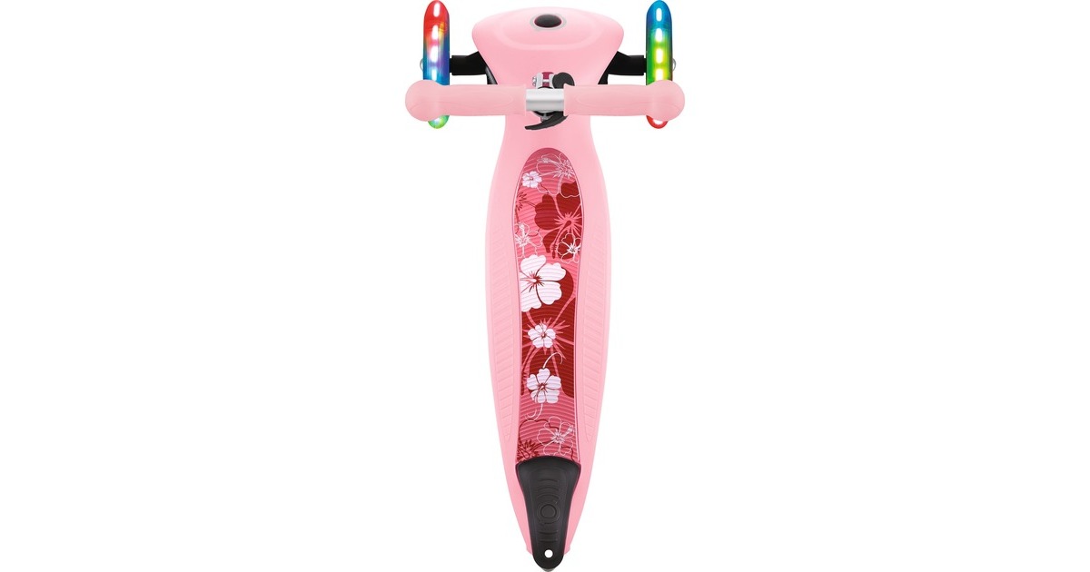 GLOBBER Junior Foldable Fantasy Lights, Scooter(rosa, pastellrosa-Flowers)