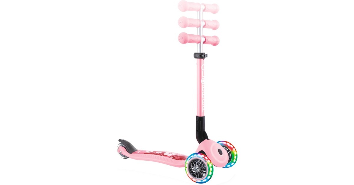 GLOBBER Junior Foldable Fantasy Lights, Scooter(rosa, pastellrosa-Flowers)