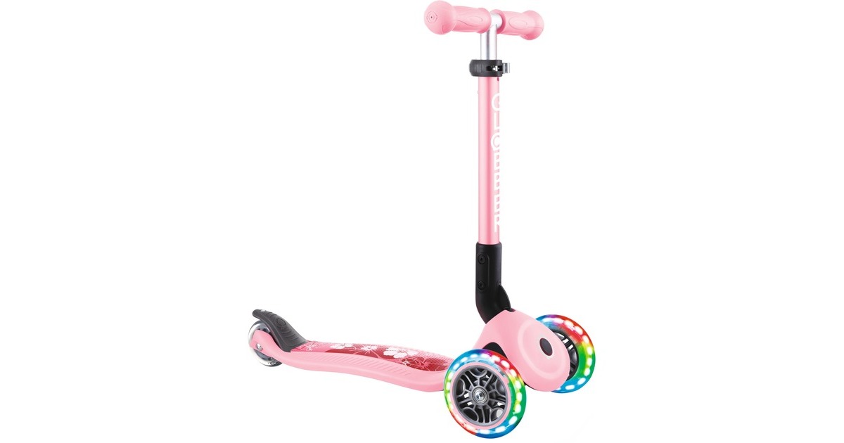 GLOBBER Junior Foldable Fantasy Lights, Scooter(rosa, pastellrosa-Flowers)