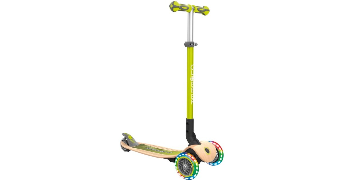 GLOBBER Primo Foldable Lights mit Holzdeck, Scooter(grün)