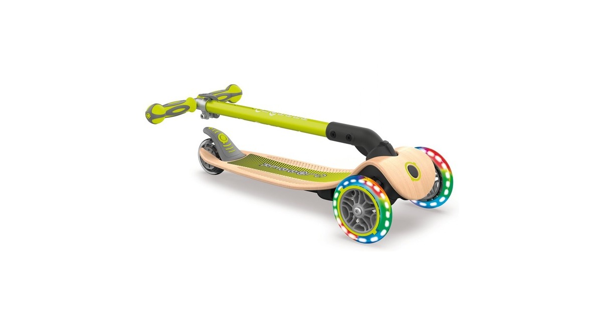 GLOBBER Primo Foldable Lights mit Holzdeck, Scooter(grün)