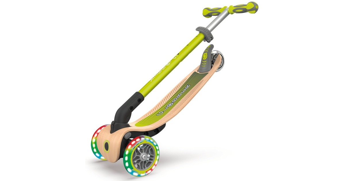 GLOBBER Primo Foldable Lights mit Holzdeck, Scooter(grün)