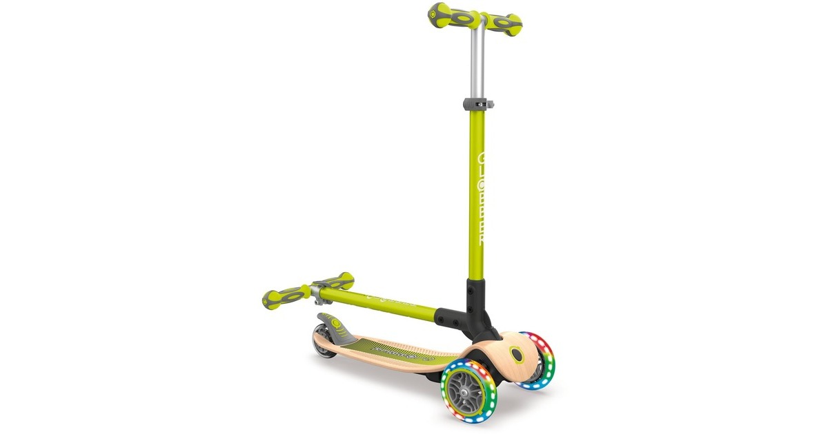 GLOBBER Primo Foldable Lights mit Holzdeck, Scooter(grün)