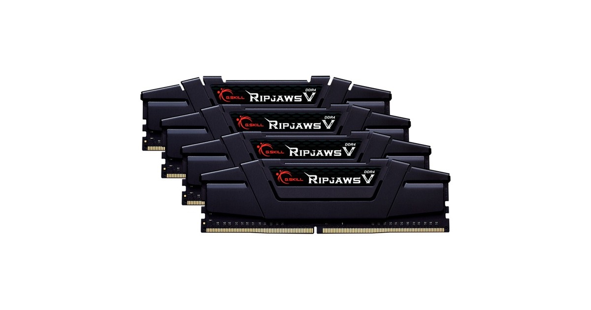 G.Skill DIMM 128 GB DDR4-3200 (4x 32 GB) Quad-Kit, Arbeitsspeicher(schwarz, F4-3200C16Q-128GVK, Ripjaws V, INTEL XMP)