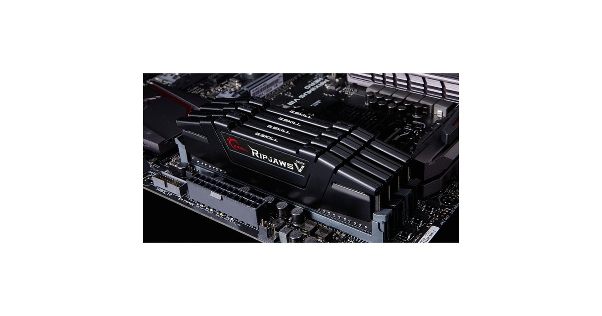 G.Skill DIMM 128 GB DDR4-3200 (4x 32 GB) Quad-Kit, Arbeitsspeicher(schwarz, F4-3200C16Q-128GVK, Ripjaws V, INTEL XMP)