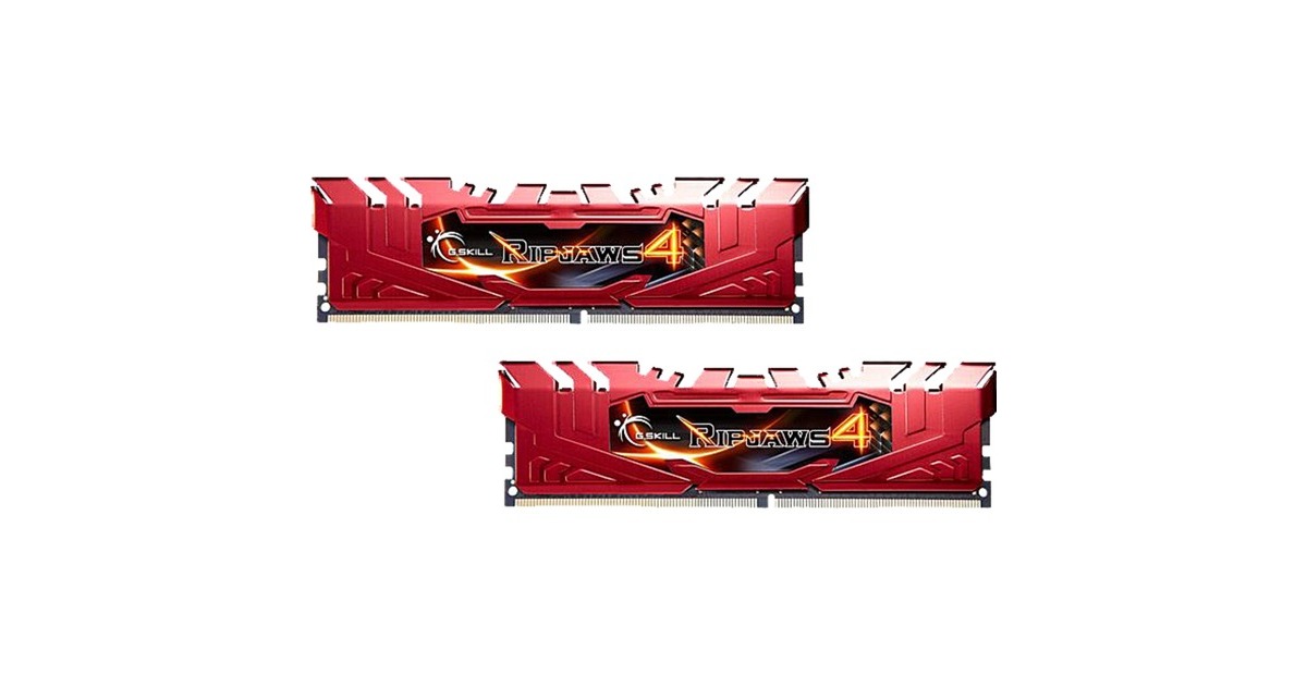 G.Skill DIMM 16 GB DDR4-2400 (2x 8 GB) Dual-Kit, Arbeitsspeicher(rot, F4-2400C15D-16GRR, Ripjaws 4 Red, INTEL XMP)
