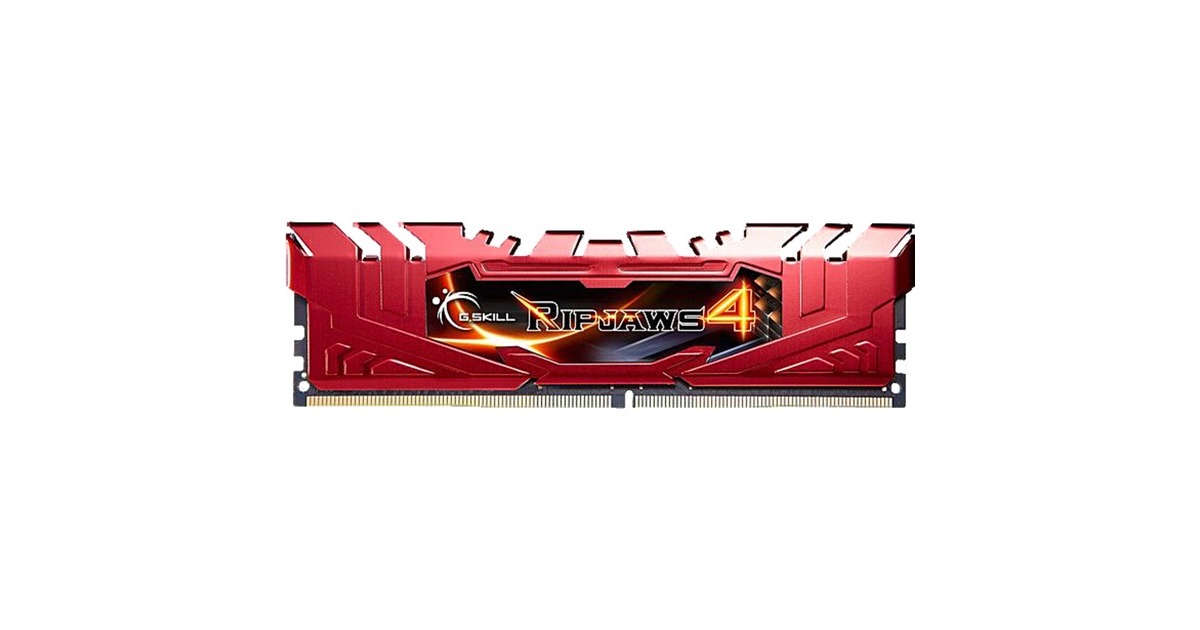G.Skill DIMM 16 GB DDR4-2400 (2x 8 GB) Dual-Kit, Arbeitsspeicher(rot, F4-2400C15D-16GRR, Ripjaws 4 Red, INTEL XMP)