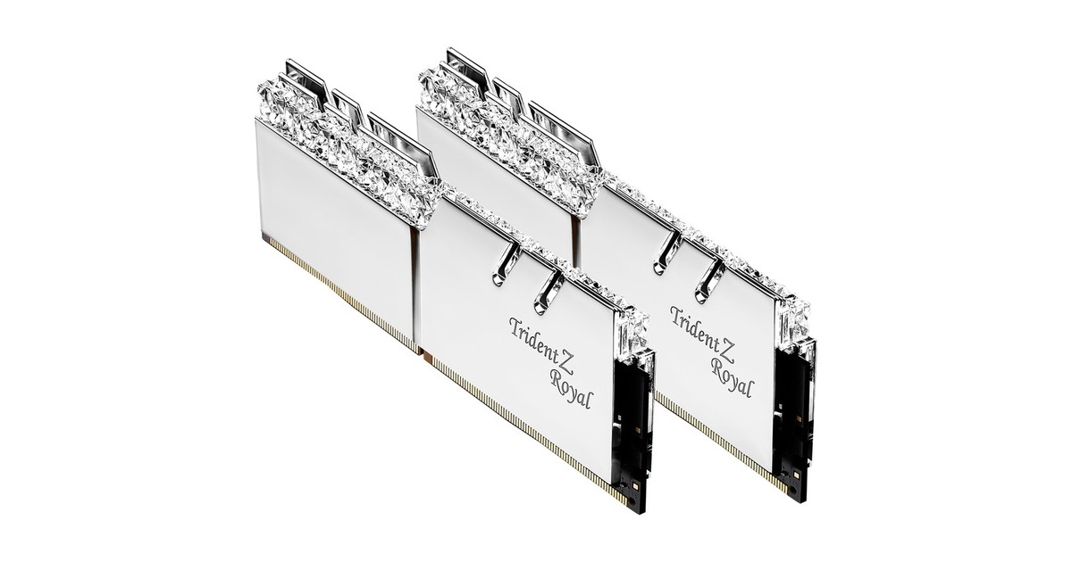G.Skill DIMM 16 GB DDR4-3200 (2x 8 GB) Dual-Kit, Arbeitsspeicher(silber, F4-3200C14D-16GTRS, Trident Z Royal, INTEL XMP)