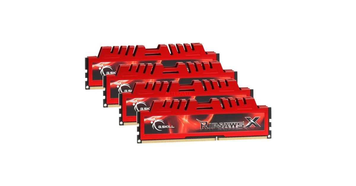 G.Skill DIMM 32 GB DDR3-1333 (4x 8 GB) Quad-Kit, Arbeitsspeicher(F3-10666CL9Q-32GBXL, RipjawsX, Retail)
