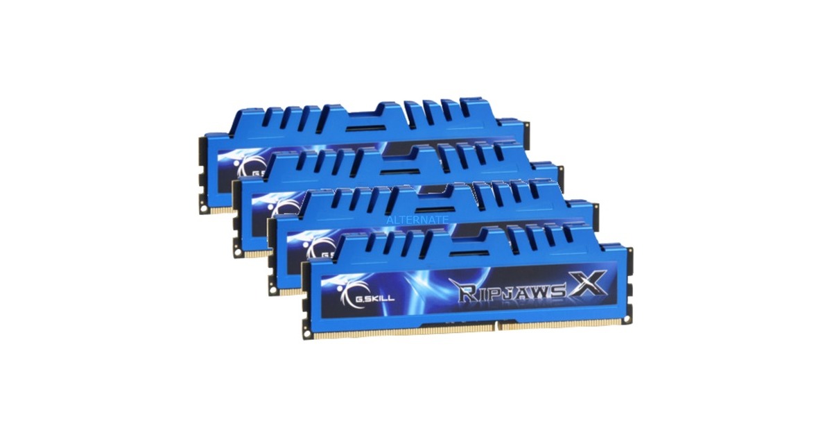 G.Skill DIMM 32 GB DDR3-2400 (4x 8 GB) Quad-Kit, Arbeitsspeicher(F3-2400C11Q-32GXM, RipjawsX, INTEL XMP)