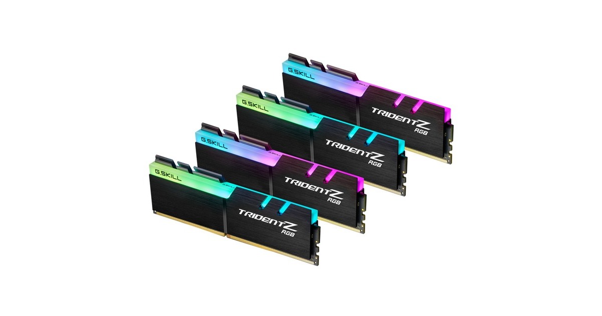 G.Skill DIMM 32 GB DDR4-3200 (4x 8 GB) Quad-Kit, Arbeitsspeicher(schwarz, F4-3200C16Q-32GTZRX, Trident Z RGB, INTEL XMP)