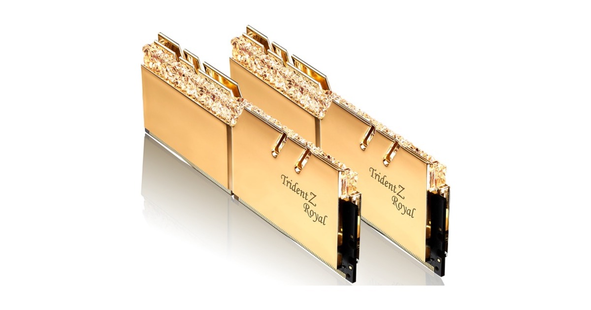 G.Skill DIMM 32 GB DDR4-3600 (2x 16 GB) Dual-Kit, Arbeitsspeicher(gold, F4-3600C14D-32GTRG, Trident Z Royal, INTEL XMP)