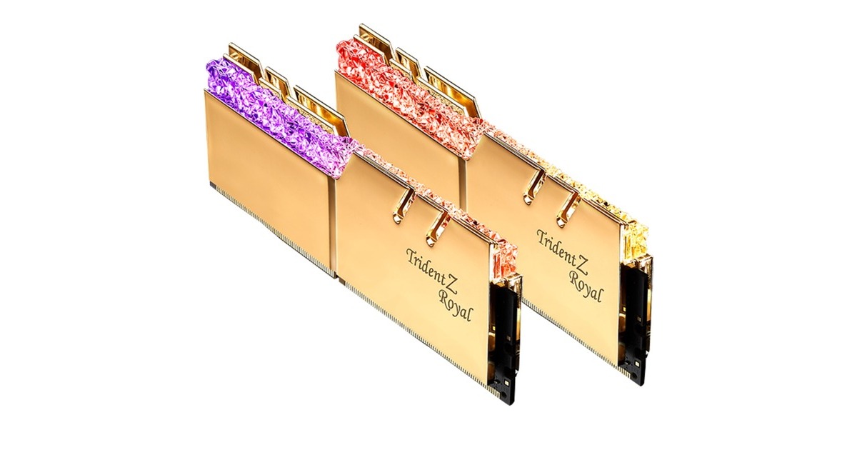 G.Skill DIMM 32 GB DDR4-3600 (2x 16 GB) Dual-Kit, Arbeitsspeicher(gold, F4-3600C14D-32GTRGA, Trident Z Royal, INTEL XMP)