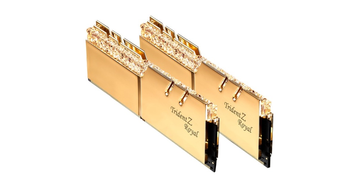 G.Skill DIMM 32 GB DDR4-3600 (2x 16 GB) Dual-Kit, Arbeitsspeicher(gold, F4-3600C14D-32GTRGA, Trident Z Royal, INTEL XMP)