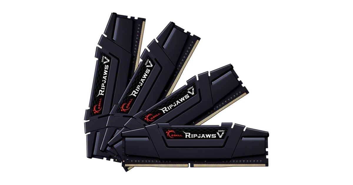 G.Skill DIMM 32 GB DDR4-4000 (4x 8 GB) Quad-Kit, Arbeitsspeicher(schwarz, F4-4000C18Q-32GVK, Ripjaws V, INTEL XMP)