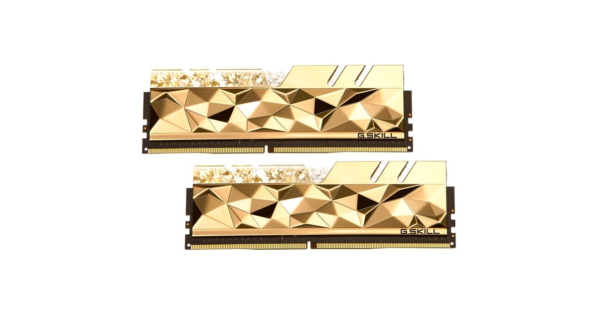 G.Skill DIMM 32 GB DDR4-4800 (2x 16 GB) Dual-Kit, Arbeitsspeicher(gold (glänzend), F4-4800C20D-32GTEG, Trident Z Royal Elite, INTEL XMP)