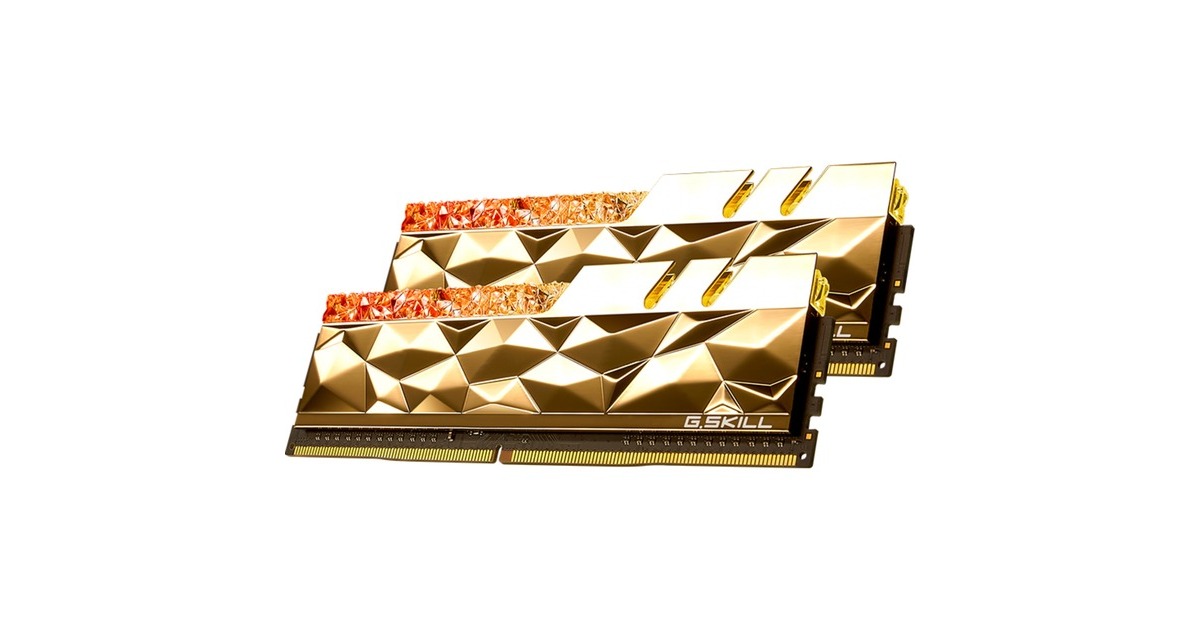 G.Skill DIMM 32 GB DDR4-4800 (2x 16 GB) Dual-Kit, Arbeitsspeicher(gold (glänzend), F4-4800C20D-32GTEG, Trident Z Royal Elite, INTEL XMP)