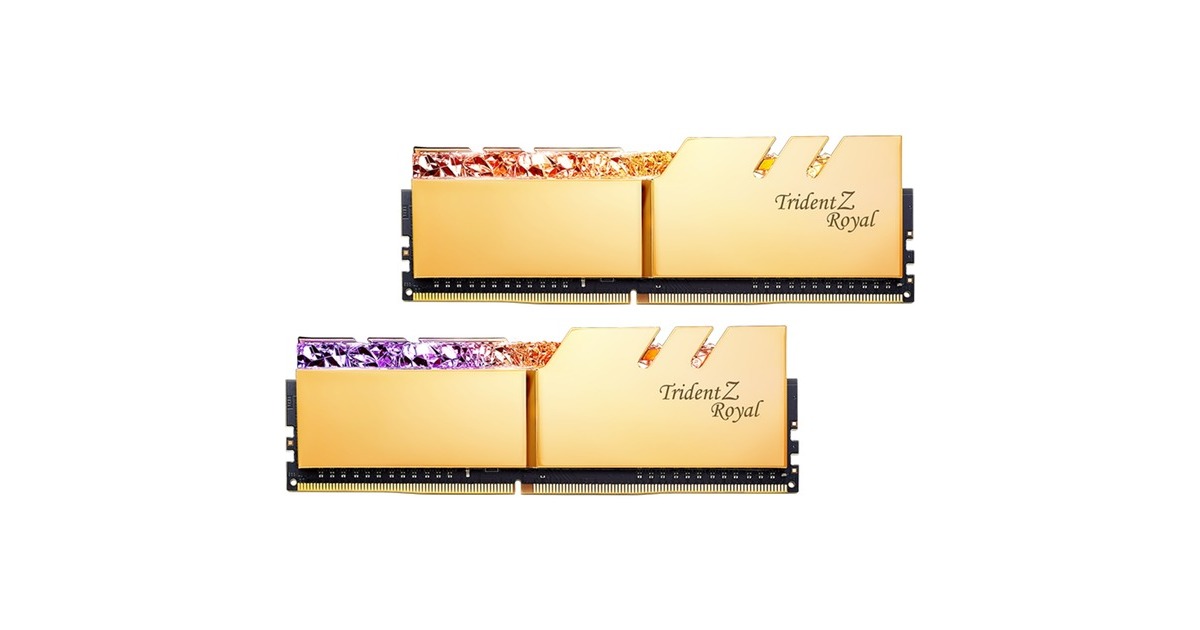 G.Skill DIMM 64 GB DDR4-2666 (2x 32 GB) Dual-Kit, Arbeitsspeicher(gold, F4-2666C19D-64GTRG, Trident Z Royal, INTEL XMP)