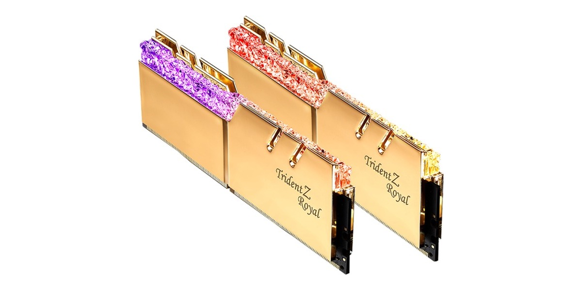 G.Skill DIMM 64 GB DDR4-2666 (2x 32 GB) Dual-Kit, Arbeitsspeicher(gold, F4-2666C19D-64GTRG, Trident Z Royal, INTEL XMP)
