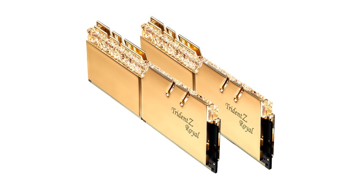 G.Skill DIMM 64 GB DDR4-2666 (2x 32 GB) Dual-Kit, Arbeitsspeicher(gold, F4-2666C19D-64GTRG, Trident Z Royal, INTEL XMP)