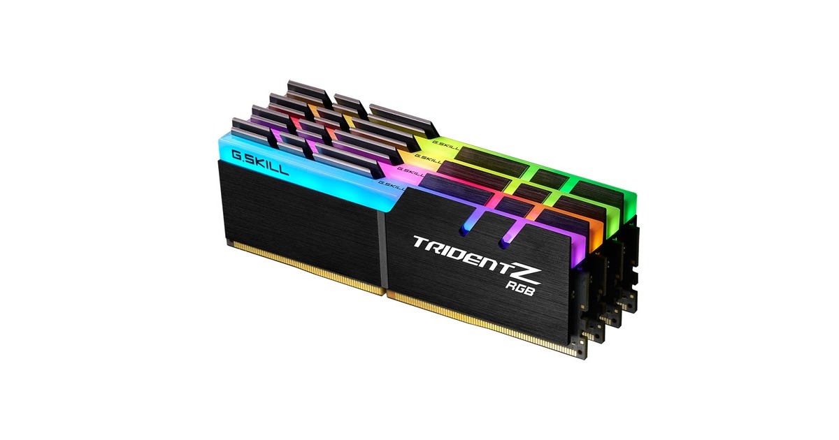 G.Skill DIMM 64 GB DDR4-3200 (4x 16 GB) Quad-Kit, Arbeitsspeicher(schwarz, F4-3200C16Q-64GTZR, Trident Z RGB, INTEL XMP)