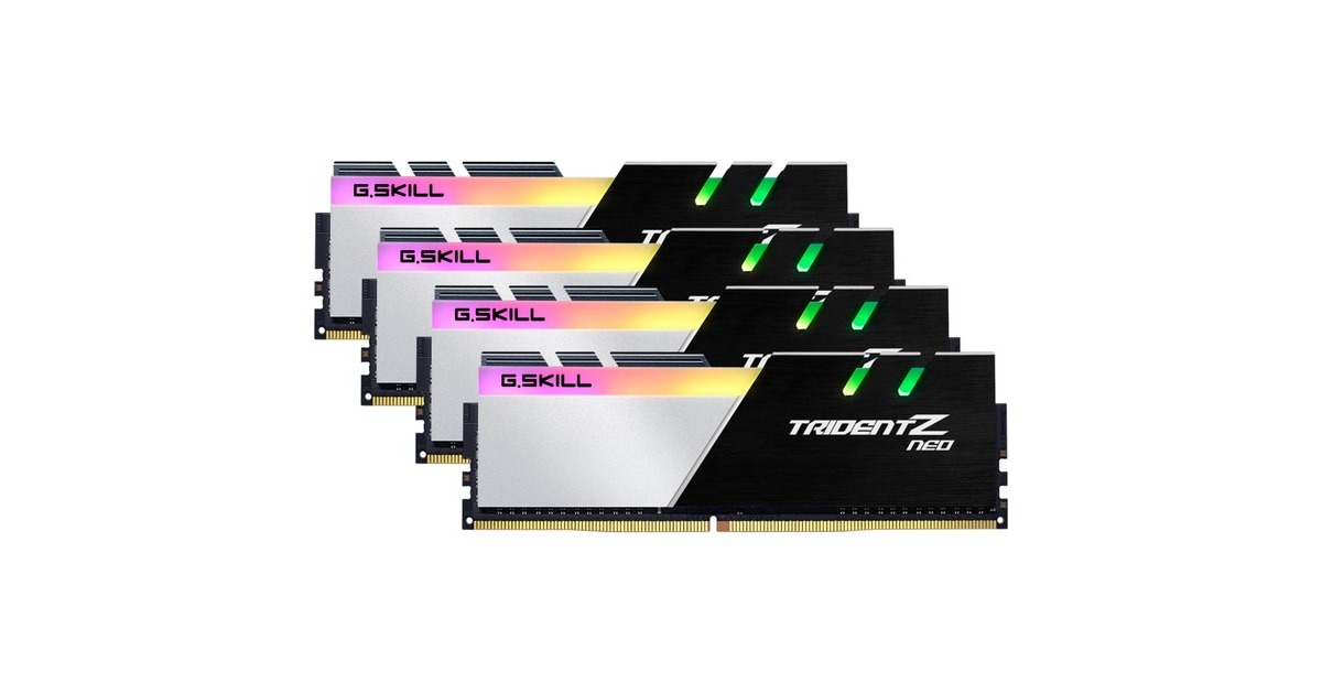 G.Skill DIMM 64 GB DDR4-3600 (4x 16 GB) Quad-Kit, Arbeitsspeicher(schwarz/silber, F4-3600C18Q-64GTZN, Trident Z Neo, INTEL XMP)