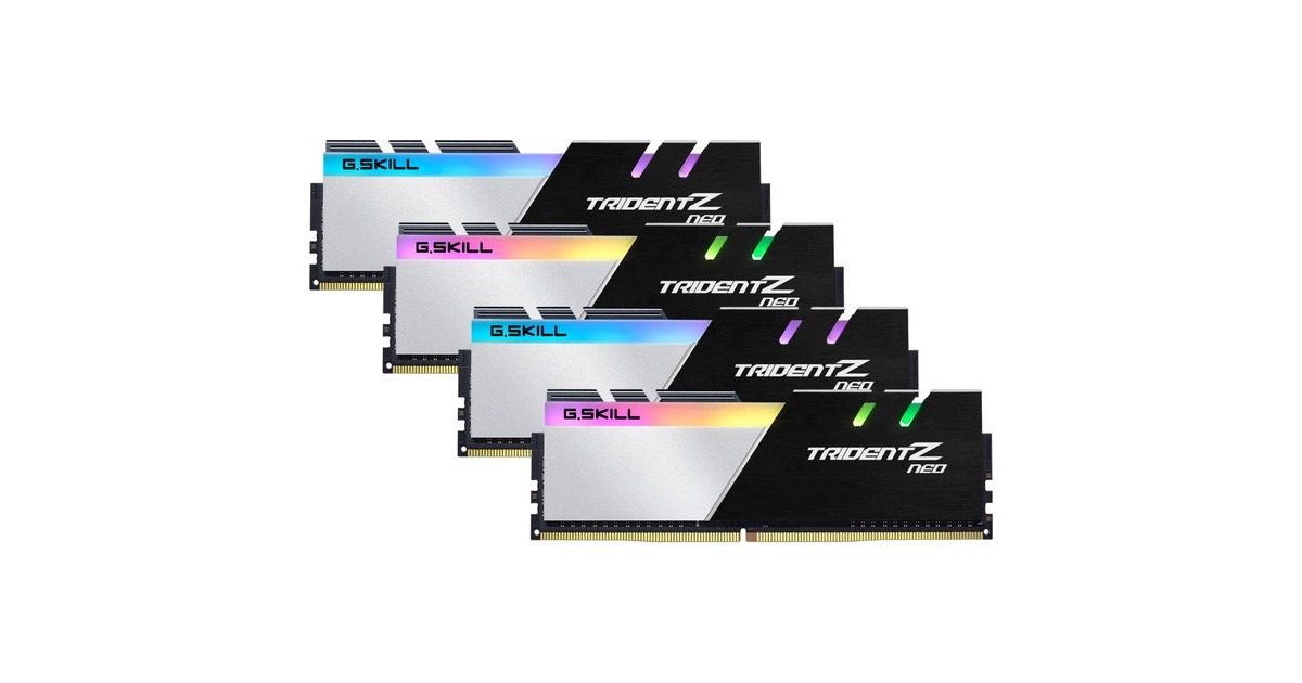 G.Skill DIMM 64 GB DDR4-3600 (4x 16 GB) Quad-Kit, Arbeitsspeicher(schwarz/silber, F4-3600C14Q-64GTZN, Trident Z Neo, INTEL XMP)