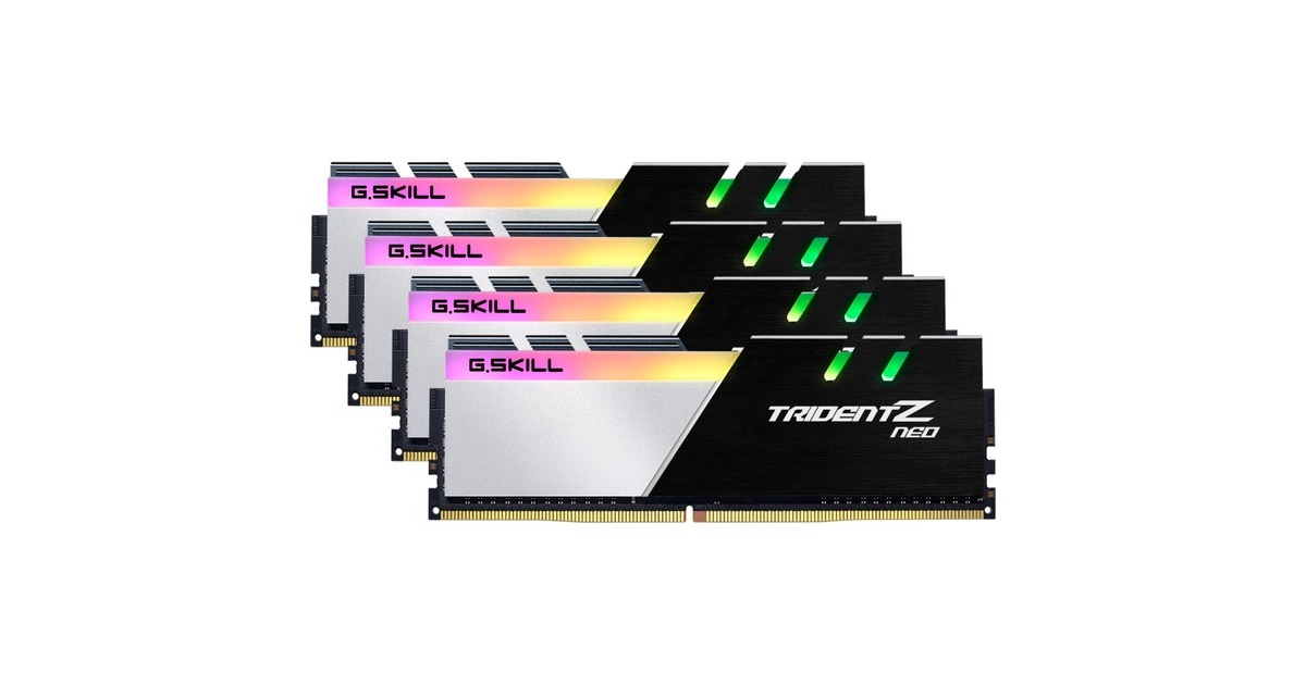 G.Skill DIMM 64 GB DDR4-3600 (4x 16 GB) Quad-Kit, Arbeitsspeicher(schwarz/silber, F4-3600C14Q-64GTZNA, Trident Z Neo, INTEL XMP)