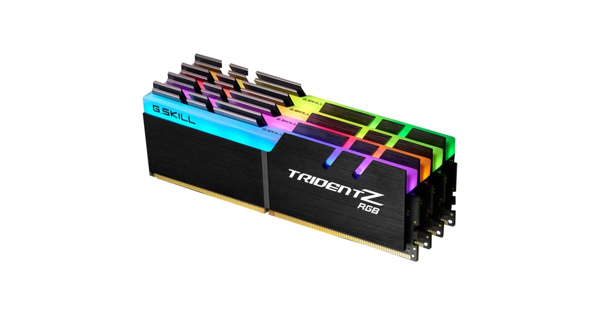 G.Skill DIMM 64 GB DDR4-3600 (4x 16 GB) Quad-Kit, Arbeitsspeicher(schwarz, F4-3600C17Q-64GTZR, Trident Z RGB, INTEL XMP)