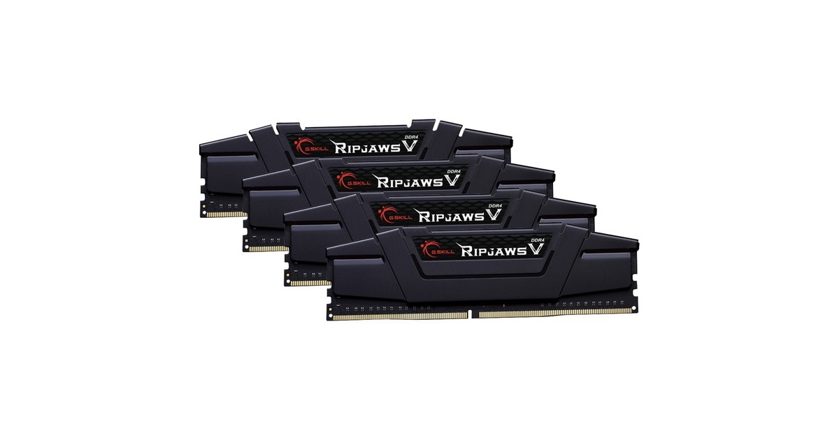 G.Skill DIMM 64 GB DDR4-3600 (4x 16 GB) Quad-Kit, Arbeitsspeicher(schwarz, F4-3600C18Q-64GVK, Ripjaws V, INTEL XMP)