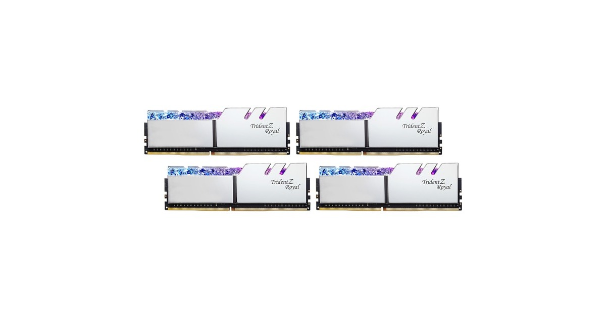 G.Skill DIMM 64 GB DDR4-3600 (4x 16 GB) Quad-Kit, Arbeitsspeicher(silber, F4-3600C18Q-64GTRS, Trident Z Royal, INTEL XMP)