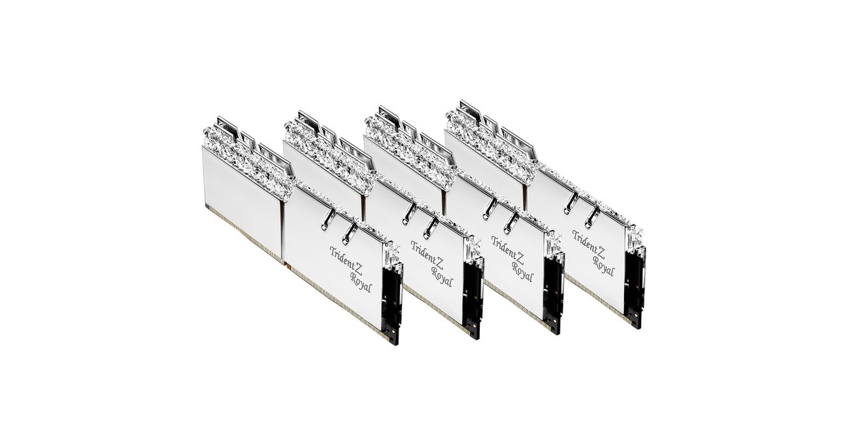 G.Skill DIMM 64 GB DDR4-3600 (4x 16 GB) Quad-Kit, Arbeitsspeicher(silber, F4-3600C18Q-64GTRS, Trident Z Royal, INTEL XMP)
