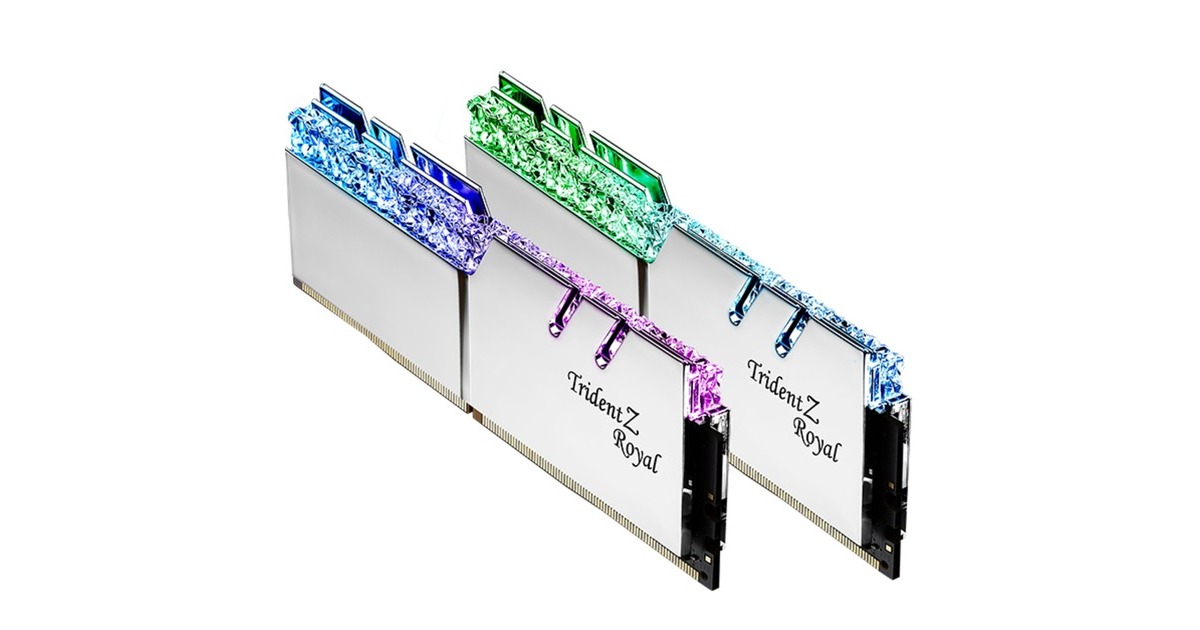 G.Skill DIMM 64 GB DDR4-4400 (2x 32 GB) Dual-Kit, Arbeitsspeicher(silber, F4-4400C19D-64GTRS, Trident Z Royal, INTEL XMP)