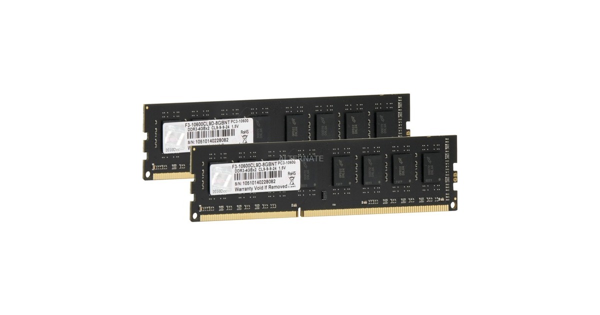 G.Skill DIMM 8 GB DDR3-1333 (2x 4 GB) Dual-Kit, Arbeitsspeicher(F3-10600CL9D-8GBNT, NT, Retail)