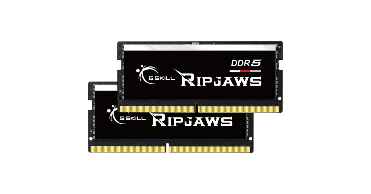 G.Skill SO-DIMM 64 GB DDR5-4800 (2x 32 GB) Dual-Kit, Arbeitsspeicher(schwarz, F5-4800S4039A32GX2-RS, Ripjaws)