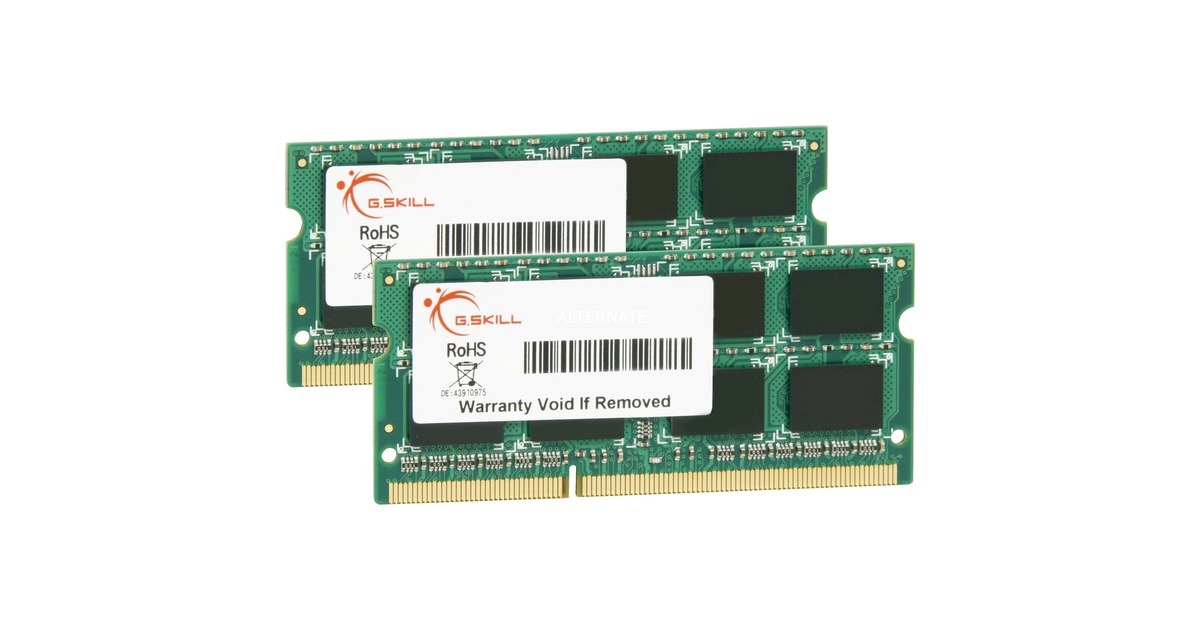 G.Skill SO-DIMM 8 GB DDR3-1600 (2x 4 GB) Dual-Kit, Arbeitsspeicher(F3-12800CL9D-8GBSQ, Lite Retail)