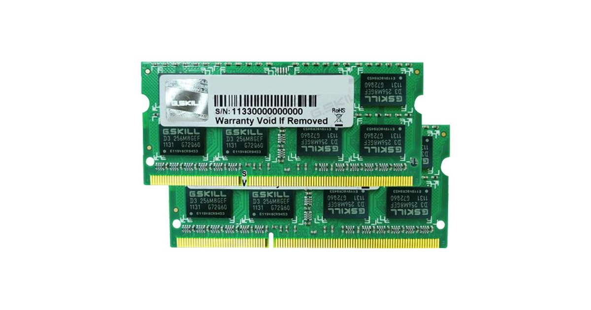 G.Skill SO-DIMM 8 GB DDR3-1600 (2x 4 GB) Dual-Kit, Arbeitsspeicher(F3-1600C9D-8GSL)
