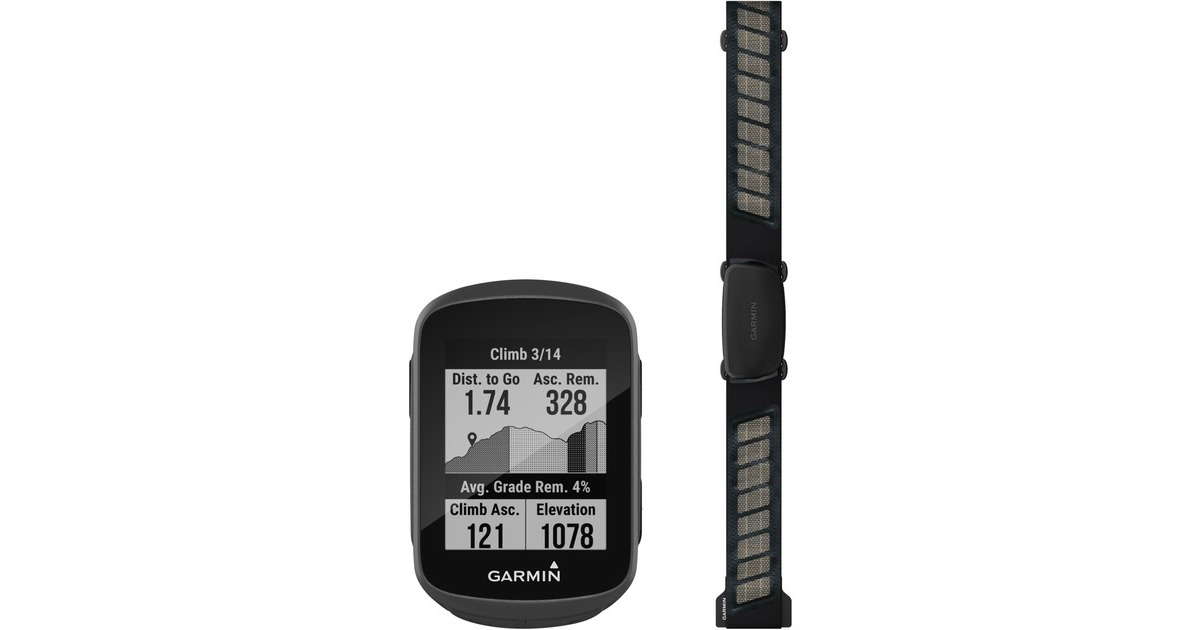 Garmin Edge 130 Plus Herzfrequenz Bundle, Fahrradcomputer(schwarz, inkl. HRM-Dual Herzfrequenz-Brustgurt)