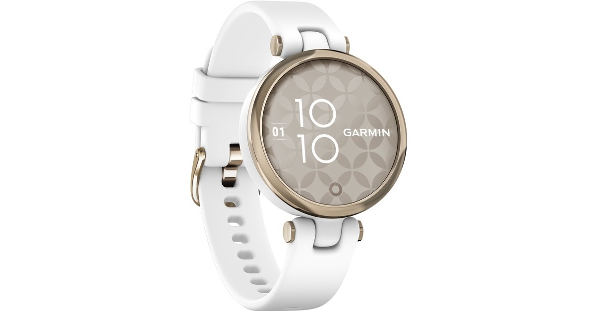 Garmin Lily Sport, Fitnesstracker(gold, Weißes Silikonarmband)
