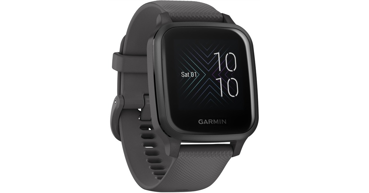 Garmin Venu Sq, Smartwatch(dunkelgrau, Schieferfarbenes Silikonarmband)