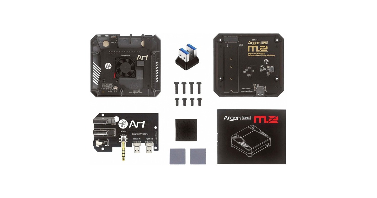 Gehäuse für Raspberry Pi 4 Argon One M.2(schwarz, für Raspberry Pi 4 B)
