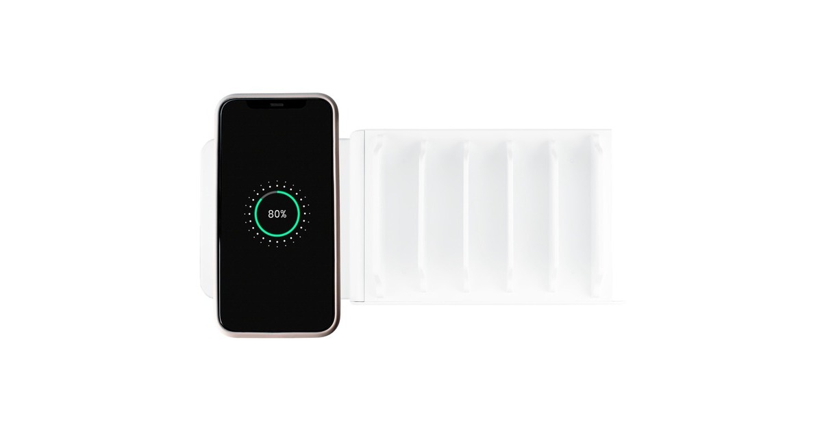 Good Connections Qi Wireless Charging Pad 15 Watt, Ladeschale(weiß, für USB-Desktop-Schnellladestation PCA-D006W (linke Seite))