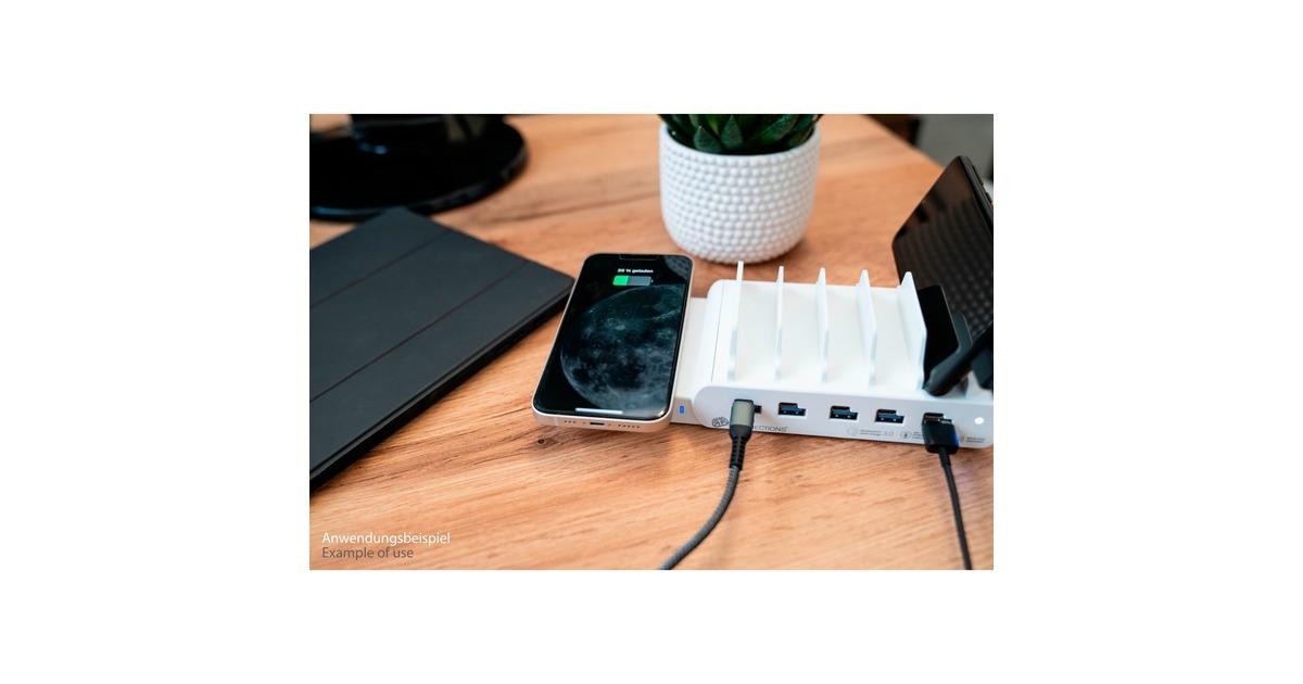 Good Connections Qi Wireless Charging Pad 15 Watt, Ladeschale(weiß, für USB-Desktop-Schnellladestation PCA-D006W (linke Seite))