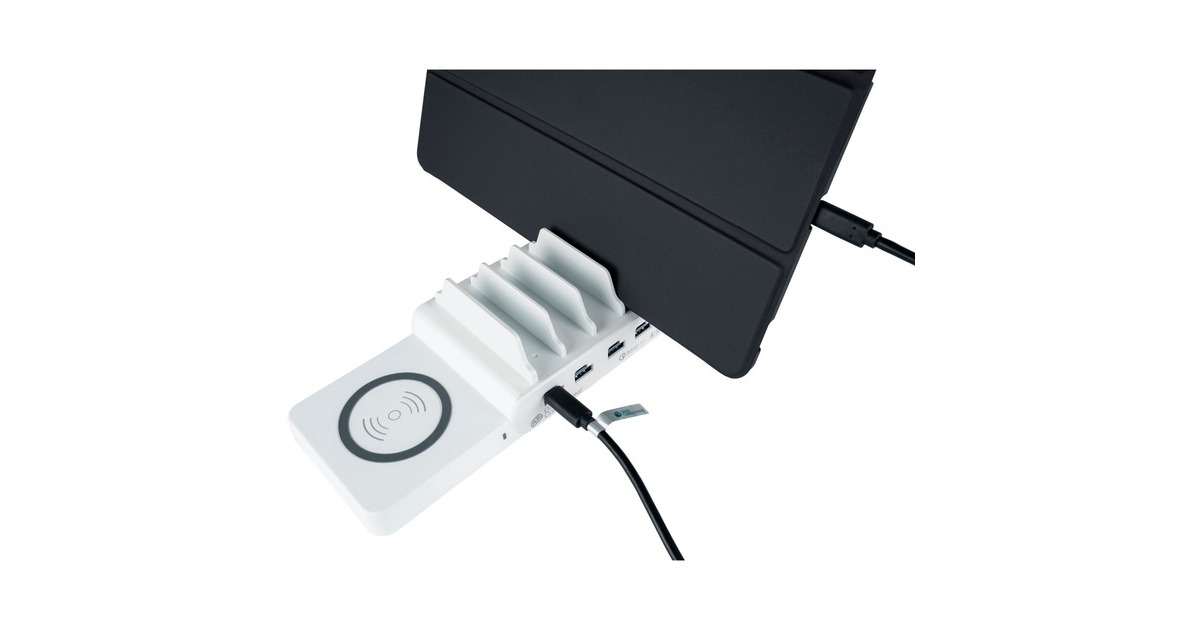 Good Connections Qi Wireless Charging Pad 15 Watt rechts, Ladeschale(weiß, für USB-Desktop-Schnellladestation PCA-D006W (rechte Seite))
