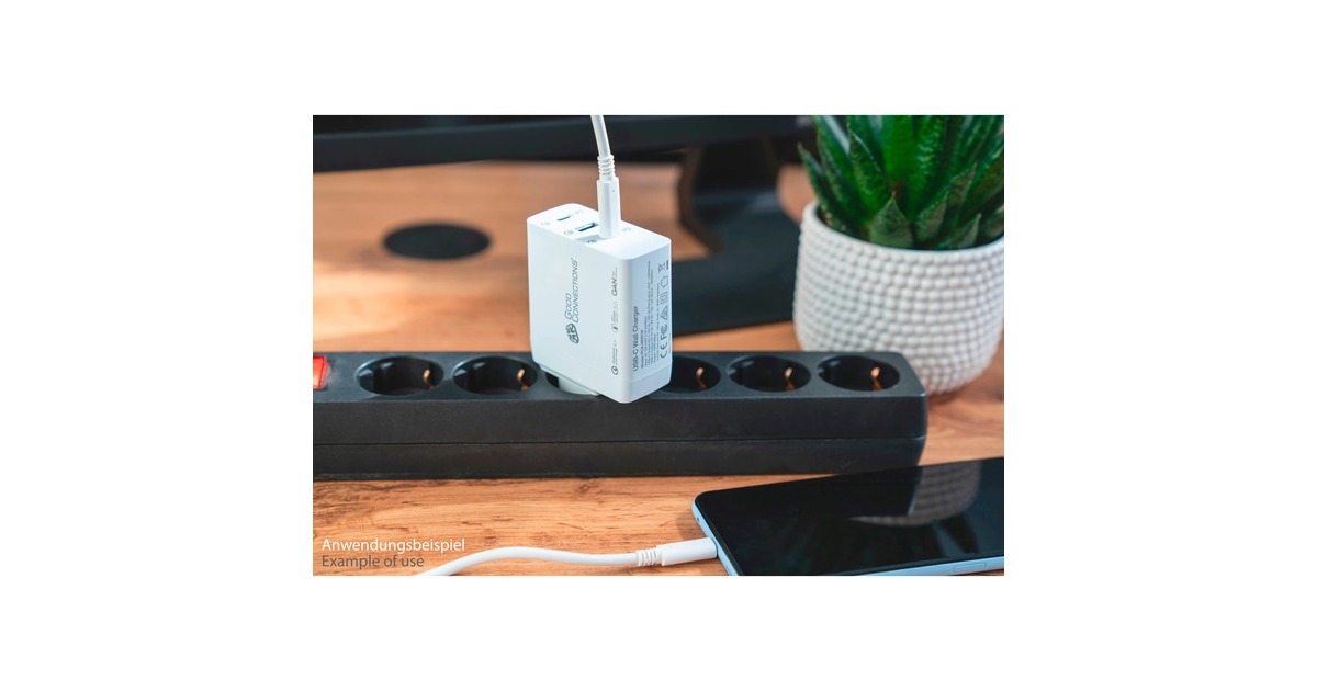 Good Connections USB-Schnellladegerät 100 Watt, 3-Port(weiß, GaN-Technologie, PD 3.0, QC 4+)